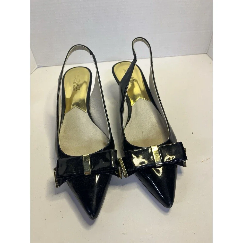 Vintage Michael Kors Delphine Shoes Sling Back Kitten Heels Women’s 10 Blk 90’s